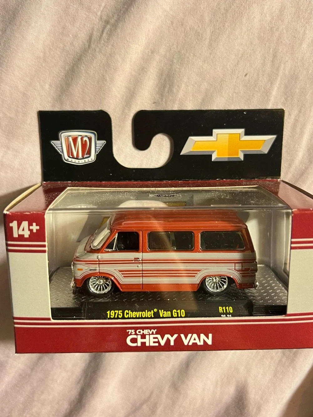Machine 1975 Chevy Van G10 Die-Cast Toy - Orange and Silver Stripe